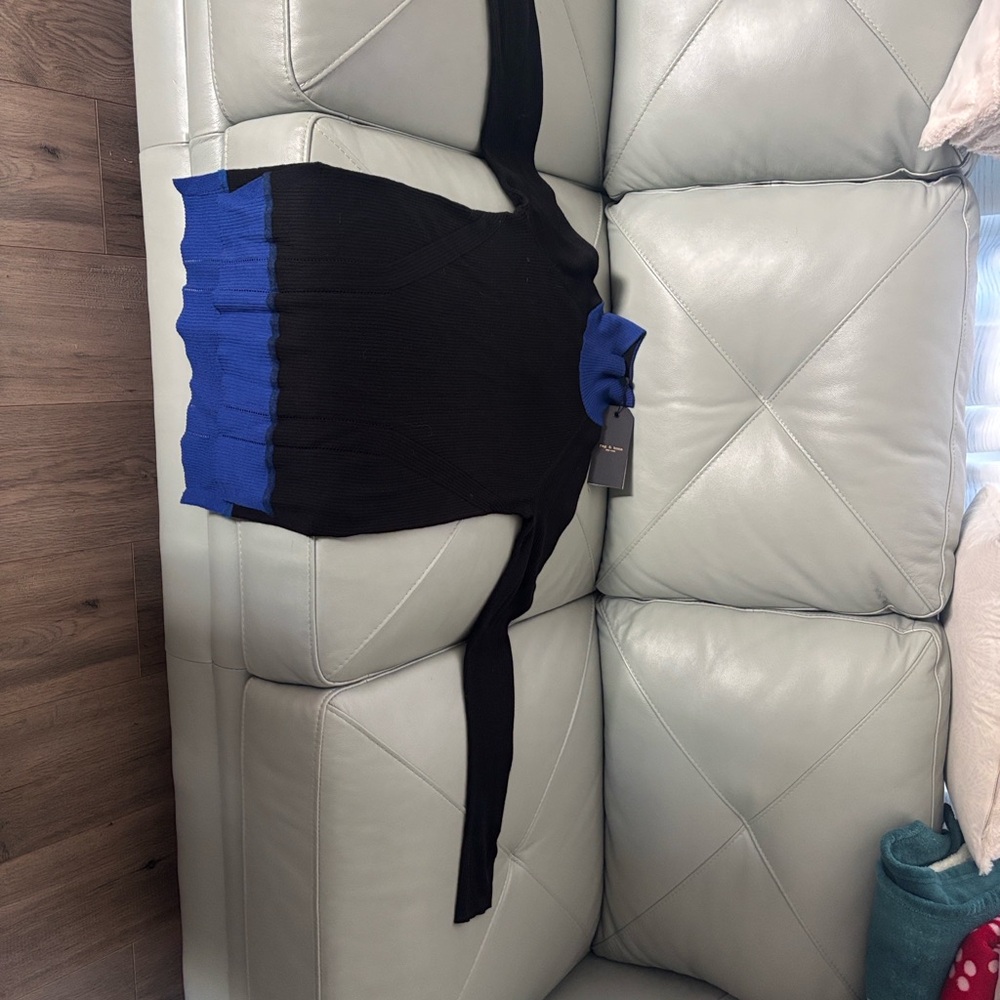 Rag & Bone Black Sweater with Blue Hem